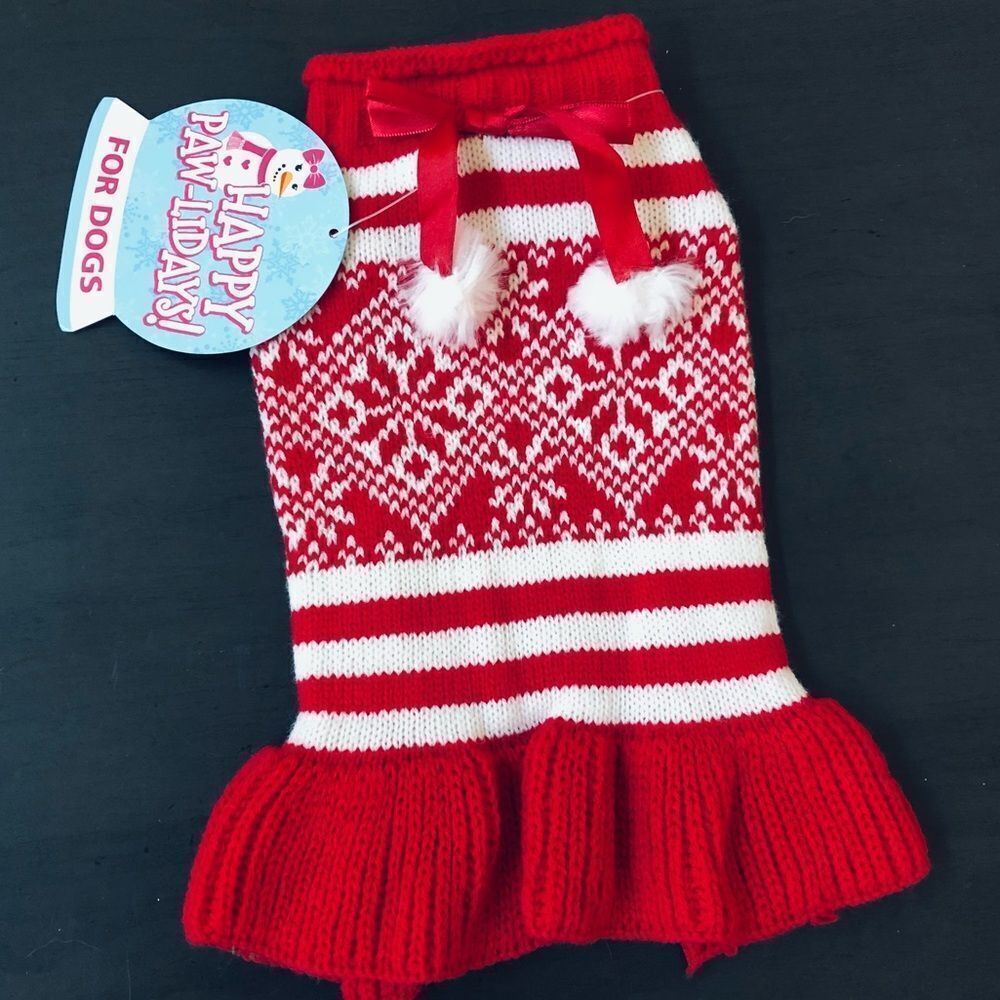 Fair Isle Nordic Christmas Knit Dog Pet Sweater Dress XS